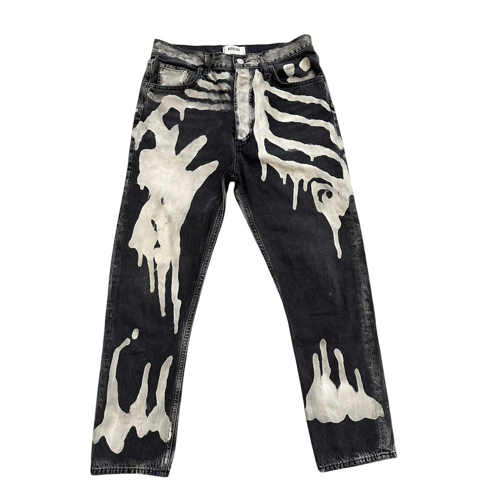 AGOLDE Riley Custom Skeleton Bone Jeans Wearable Art Goth Punk Y2K 27